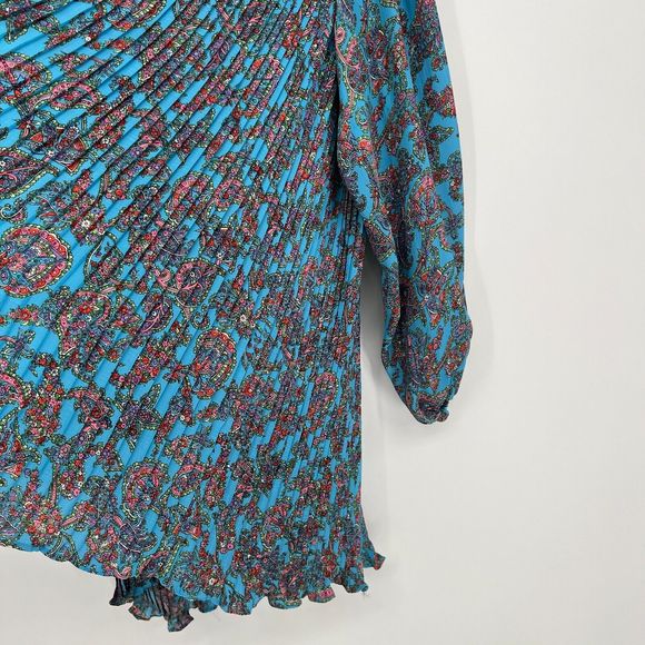 VTG Diane Freis Cardigan Women's M/L Blue Floral Paisley Boho Cottagecore Hippie - Picture 6 of 7